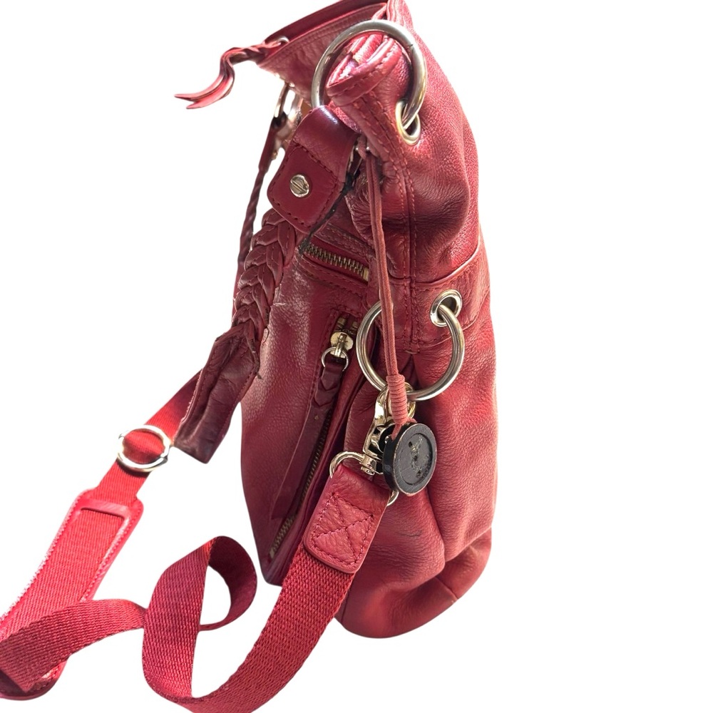 The Sak Bag Red Leather Convertible Shoulder Bag and Crossbody Braided Strap Y2K - Picture 3 of 15